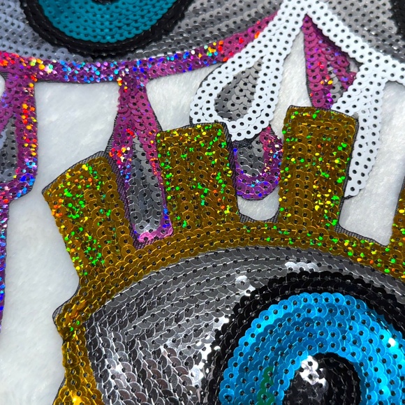 NWT 4 Piece Large Evil Eye Sequin Iron on Patch - Picture 2 of 5